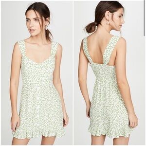 NEW Faithfull The Brand Lou Lou Mini Dress in Avocado Green Bella Floral size M